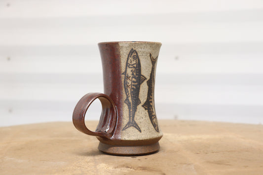 Mackerel Mug - Deer Bone Ash Glaze