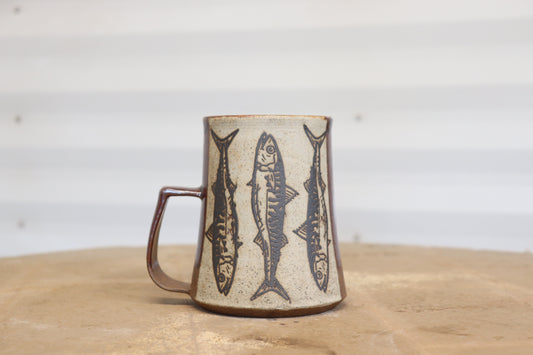 Mackerel Mug - Deer Bone Ash Glaze