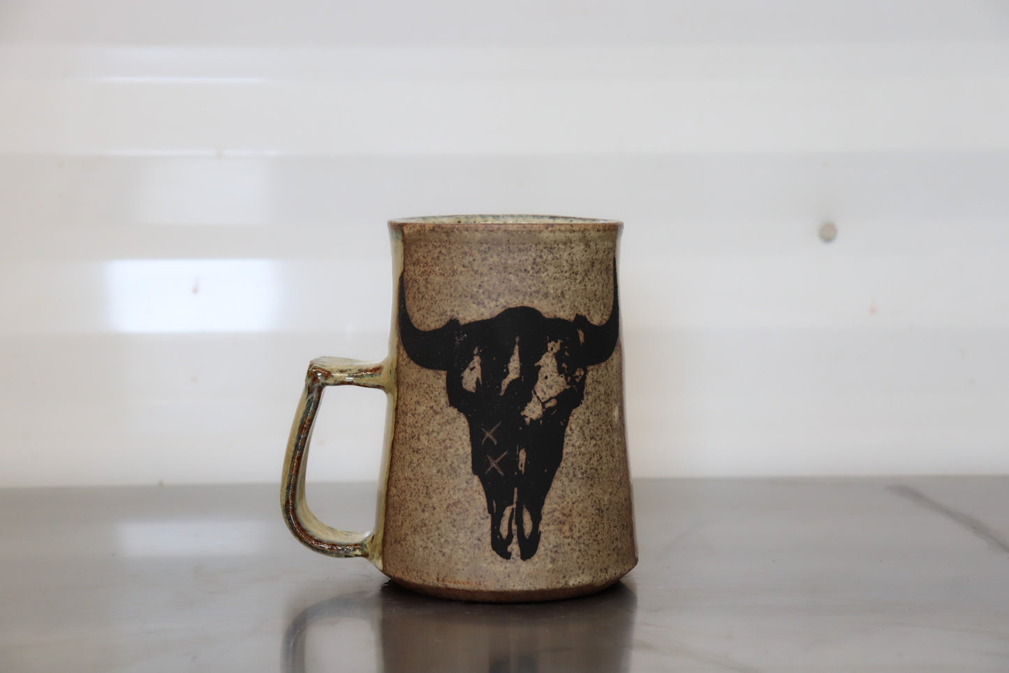 Bison Skull Mug - Yellowhead County Iron White