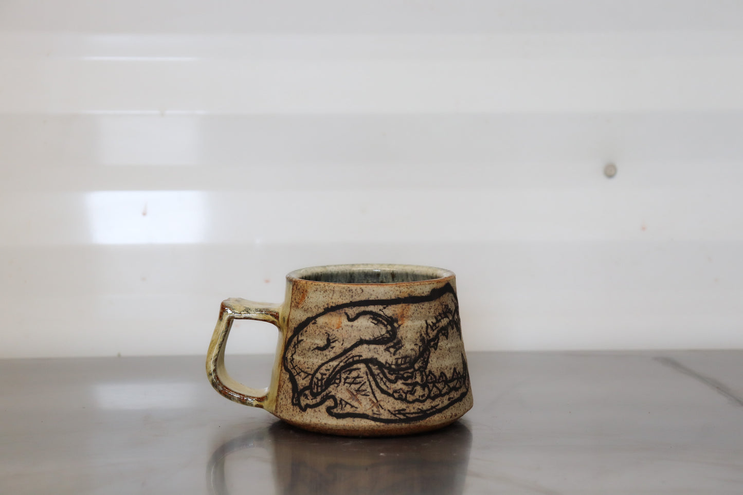 Coyote Skull Shortie Mug - Yellowhead County Iron White