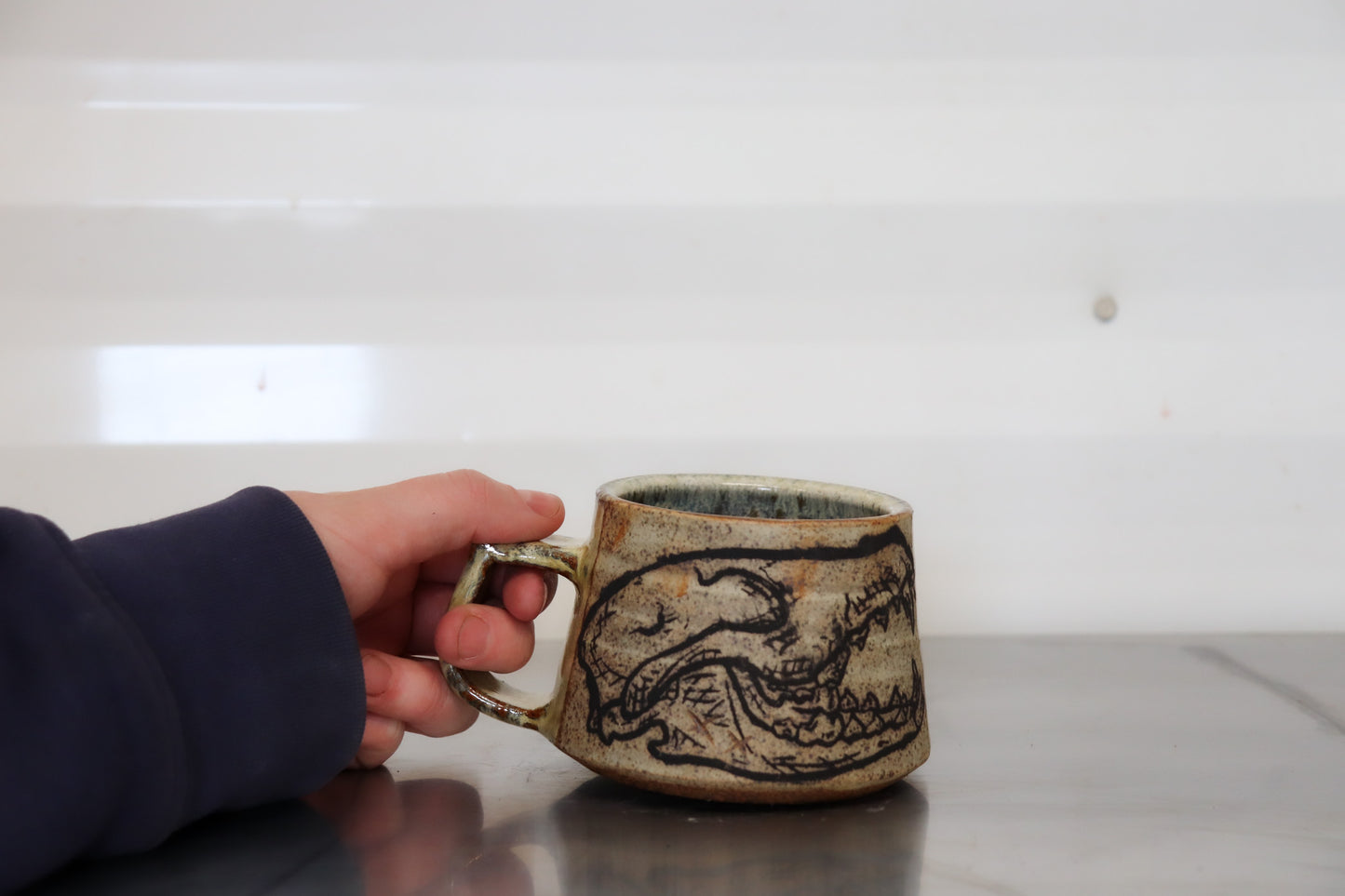 Coyote Skull Shortie Mug - Yellowhead County Iron White