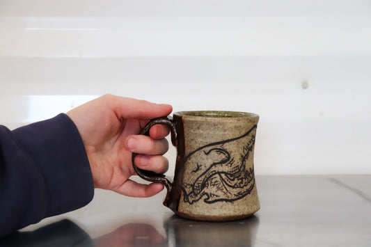 Coyote Skull Diner Style Mug - Forest Green