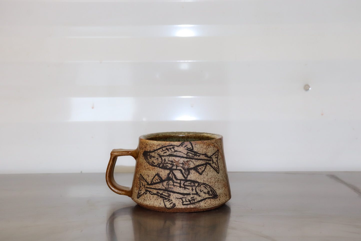 Salmon Shortie Mug - Petrified Sparkle Yellow